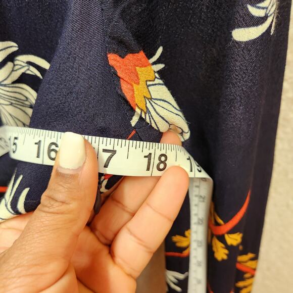 Sz 4 Fit & Flare Blue Autumn Tones Floral Long Sleeve Mini Dress Boho Chic Print - Picture 8 of 10